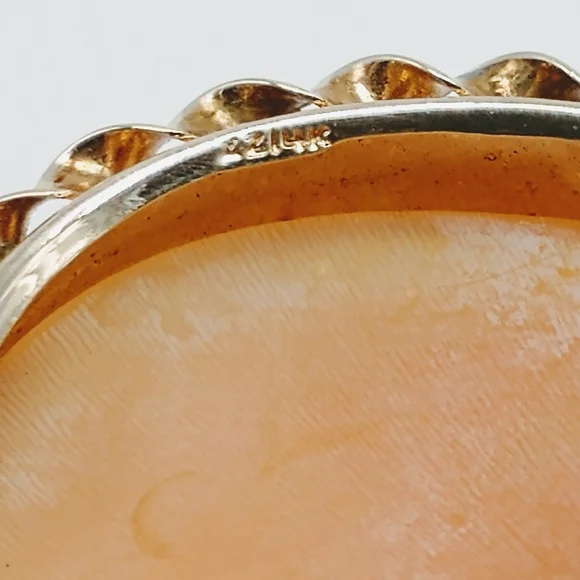 Vintage 14k Carved Shell Cameo Brooch Pendant Necklace - Picture 6 of 9